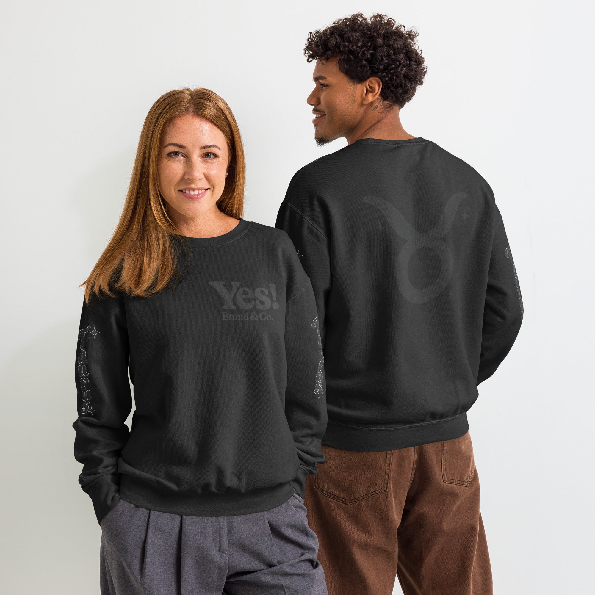 Yes! Brand and Company™ (Horoscope Series Taurus) Unisex garment-dyed fleece crewneck sweatshirt